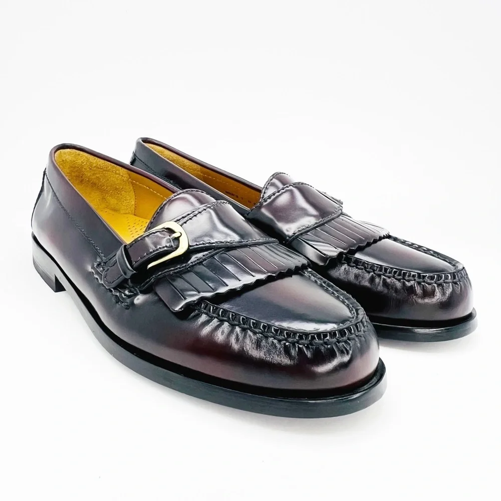 NEW Cole Haan Loafers Kiltie Buckle Burgundy Leather Mens /Boys Shoes Size 7 New